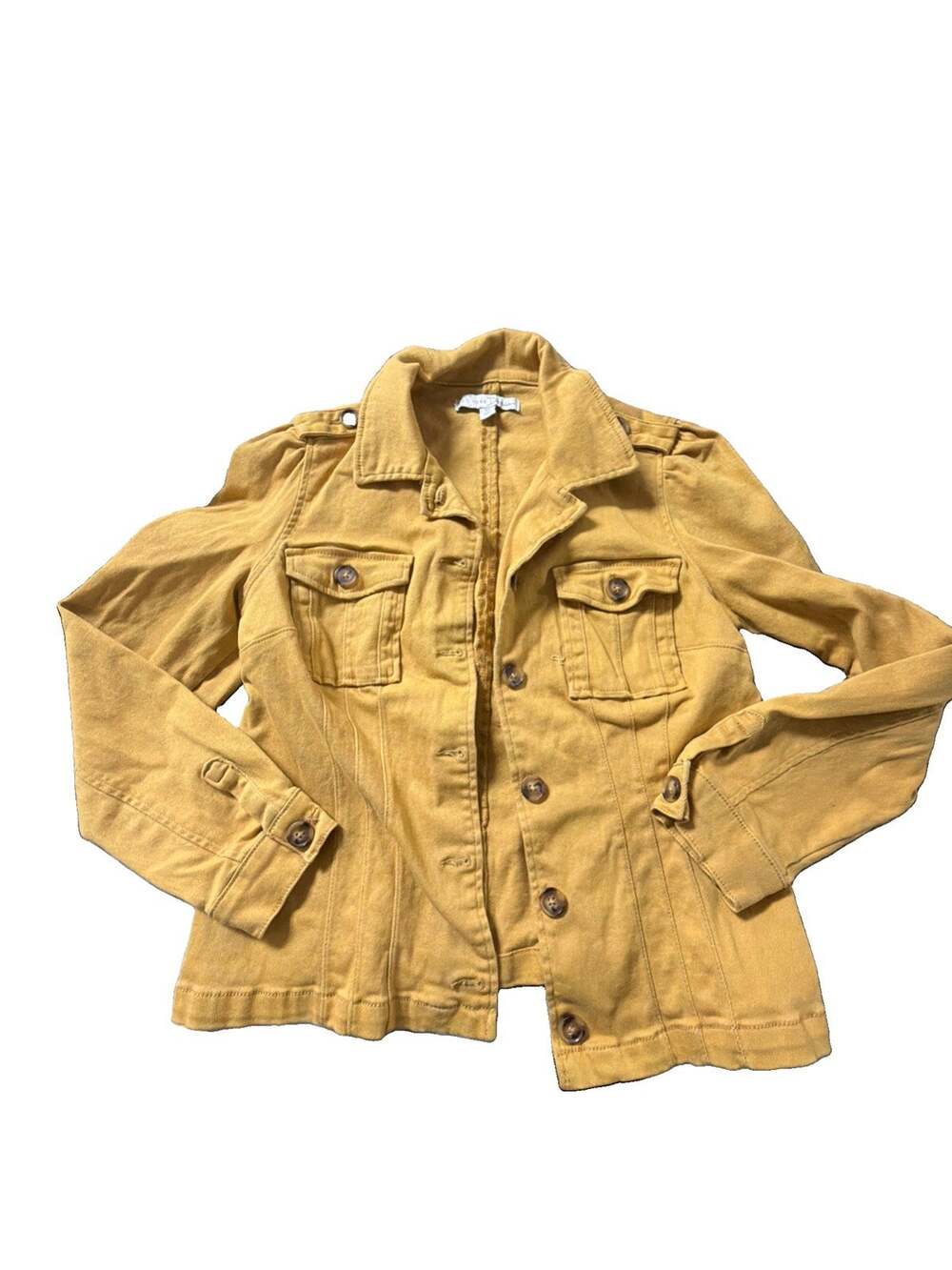 Women’s Medium Mustard 1946 Denim Cotton Jacket Button Up (AV20)